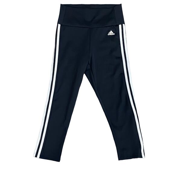 Adidas Three Stripe Cropped High Rise Leggings Like New Condition Size Small - Picture 2 of 8